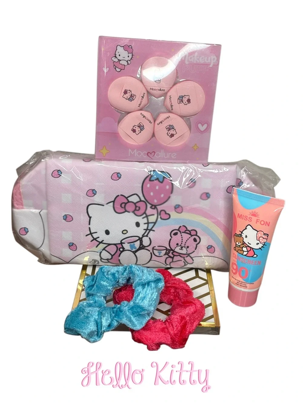 🔥Hello Kitty Pink Cosmetic Wristlet Pouch (5-Piece Set)